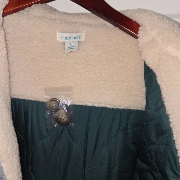 Sundance blue buffalo-check hooded jacket/ shacket/car coat. XL. NWOT - Picture 4 of 8